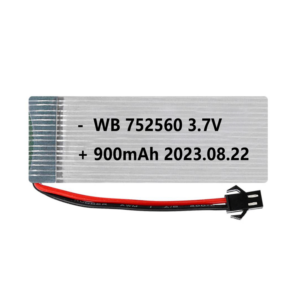 3.7V 1S 752560 900mAh RC Drone LiPo Battery With 25C Lithium Polymer Cell