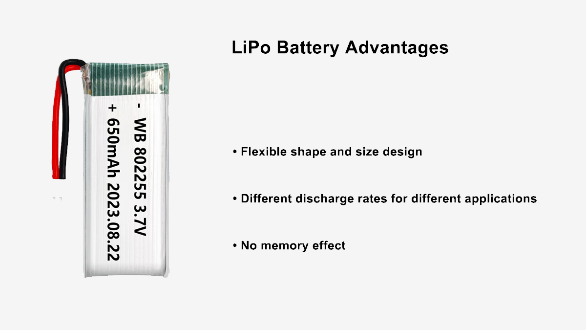 Advantages of LiPo batteries such as lightweight design and flexible shape