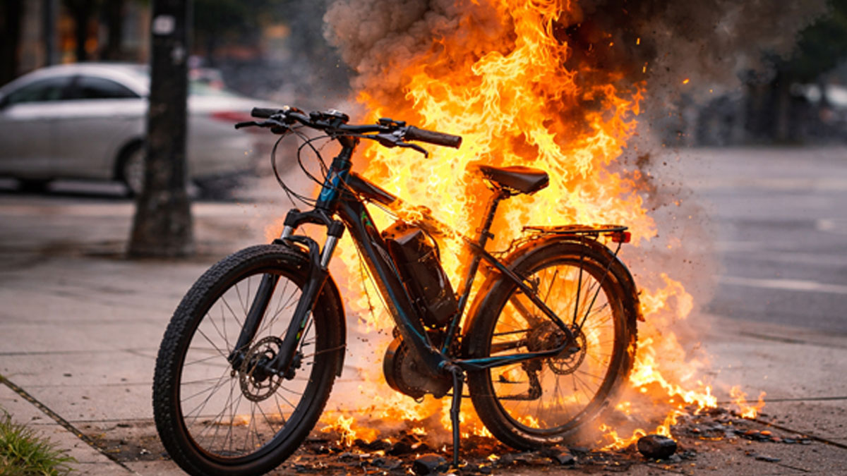 Guide to Ebike battery fire and explosion safety, including causes, rarity, statistics, prevention, how to extinguish, when fires happen, and elevator risk.