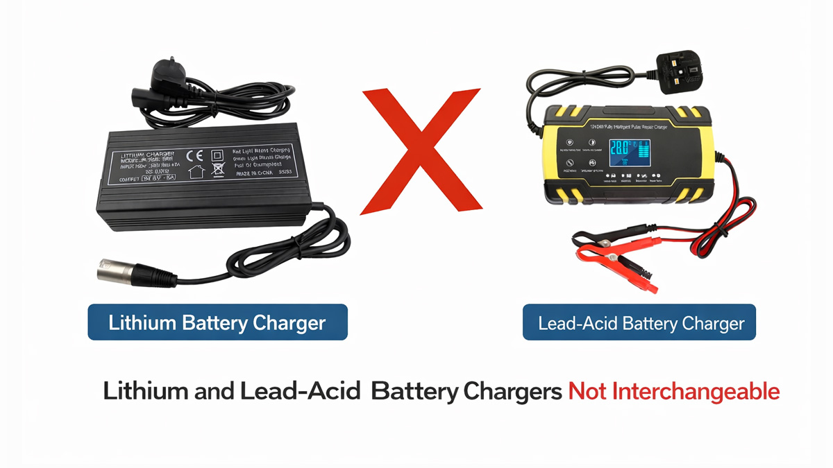 lead-acid and lithium battery charger compatibility showing why different chargers are required