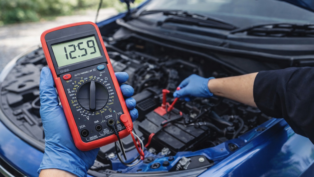 checking car battery voltage with a multimeter
