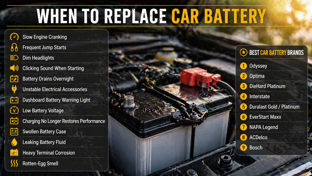 When to replace a car battery based on warning signs