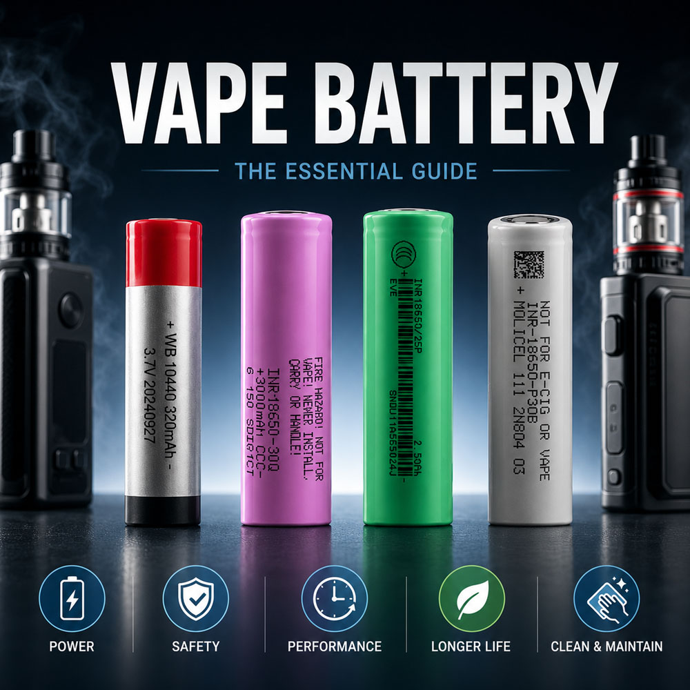 battery for vape mod Explained: Types, Charging, Life, and Replacement CannaMate™ ZEPHYR Disposable Vape: Tobacco FB Color:Navy Blue.