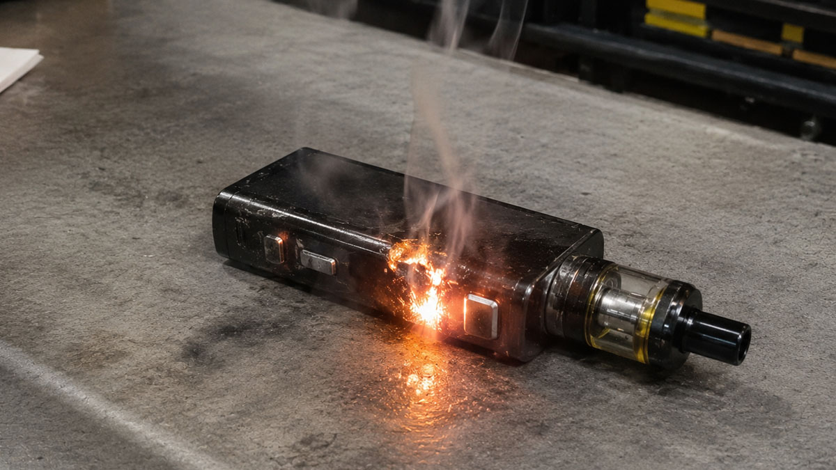Vape battery safety including fire risks explosion prevention and airplane travel rules