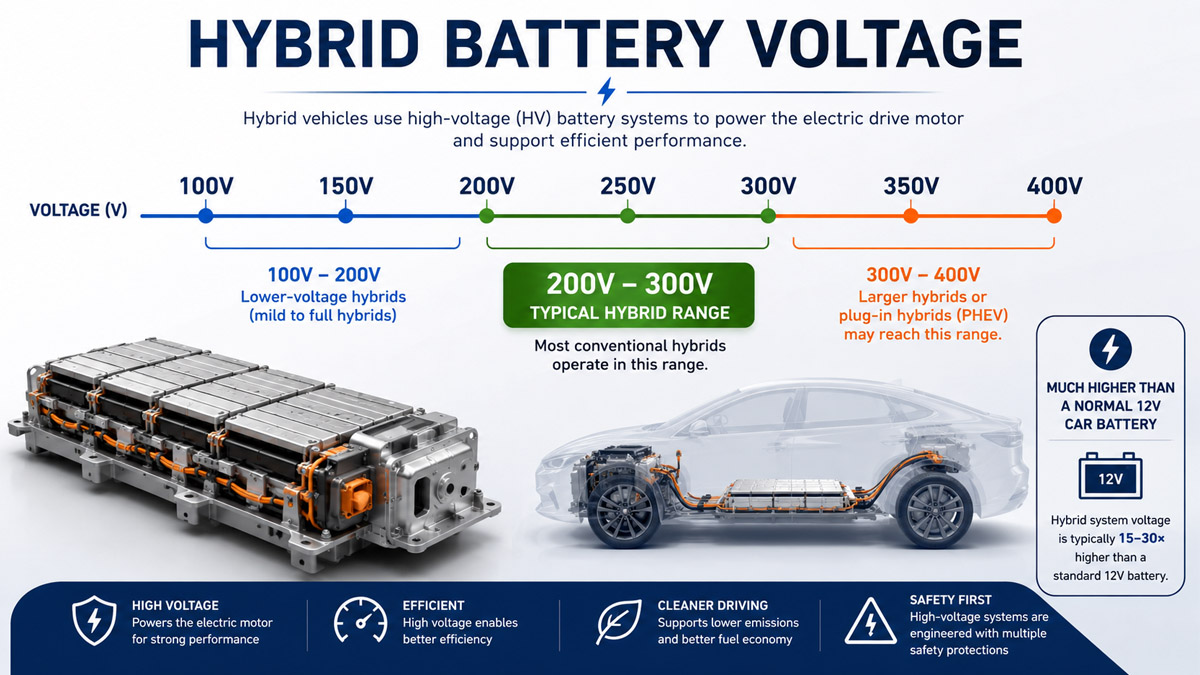 Hybrid battery voltage range and full-charge voltage levels