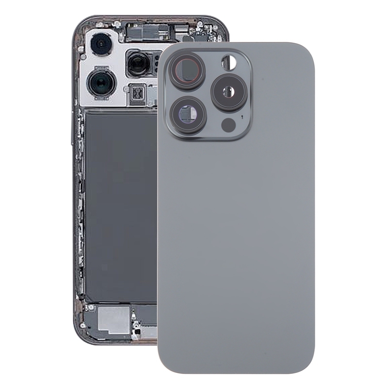 Back Glass+Back Camera Lens and Bezel with Magnetism Ring+Metal Plate for iPhone 16 Pro Max Black Titanium OEM