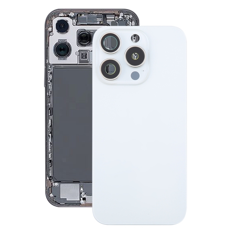 Back Glass+Back Camera Lens and Bezel with Magnetism Ring+Metal Plate for iPhone 16 Pro Max White OEM