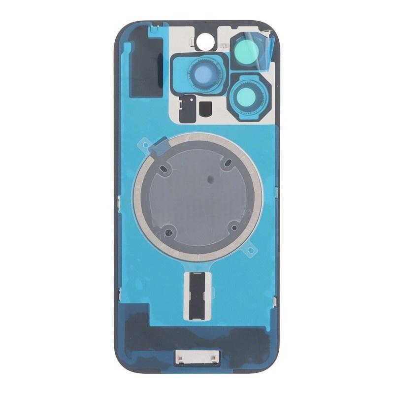 Big Hole Back glass+ Back Camera Lens and Bezel with Magnetism Ring+Metal Plate for iPhone 16 Pro White HQ