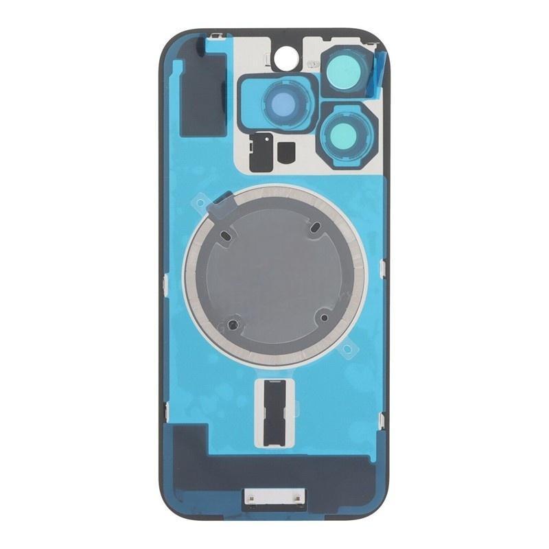 Big Hole Back glass+ Back Camera Lens and Bezel with Magnetism Ring+Metal Plate for iPhone 16 Pro Black Titanium HQ