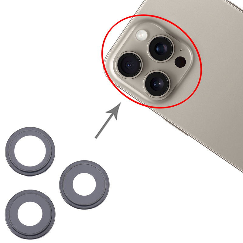 For iPhone 16 Pro Max 3pcs/Set Camera Lens Cover (Black)