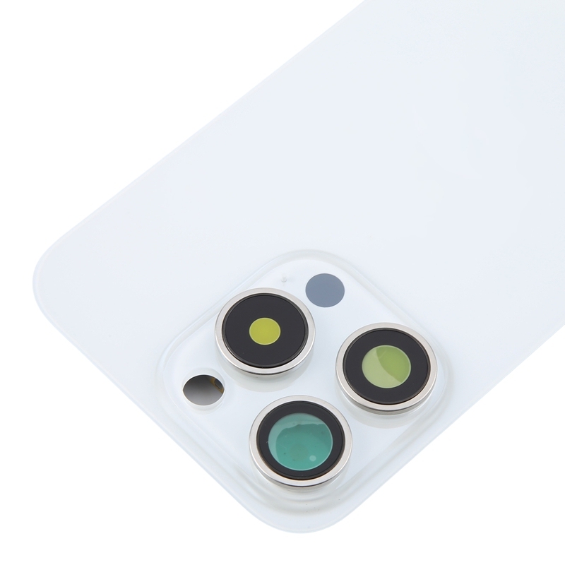 Back Glass+Back Camera Lens and Bezel with Magnetism Ring+Metal Plate for iPhone 16 Pro Max White OEM