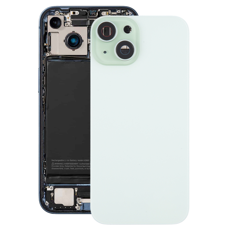 Battery Door + Back Camera Lens and Bezel with Magnetism Ring+Metal Plate for iPhone 15 Plus without Logo OEM