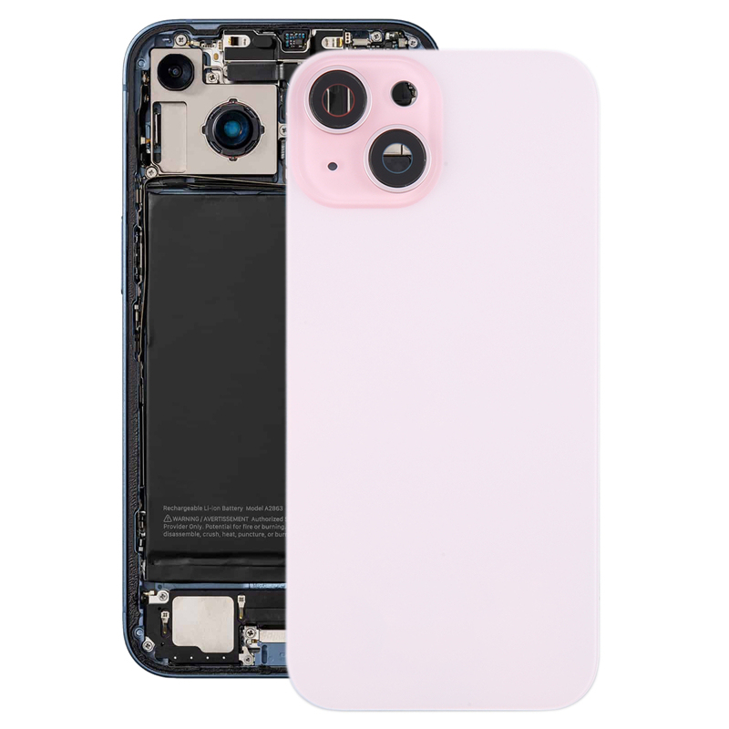 Battery Door + Back Camera Lens and Bezel with Magnetism Ring+Metal Plate for iPhone 15 Plus without Logo OEM