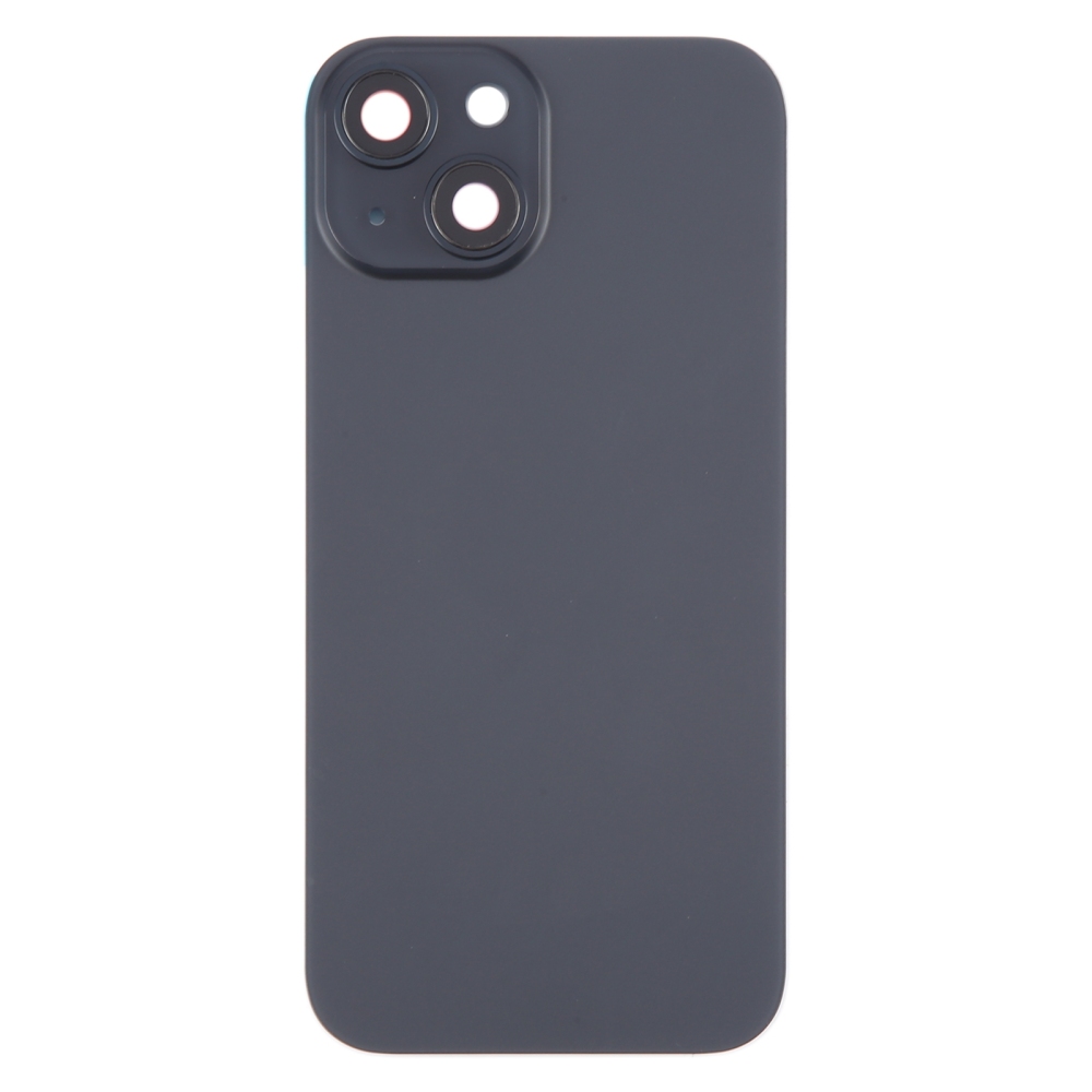 Battery Door + Back Camera Lens and Bezel with Magnetism Ring+Metal Plate for iPhone 15 Plus Black without Logo OEM