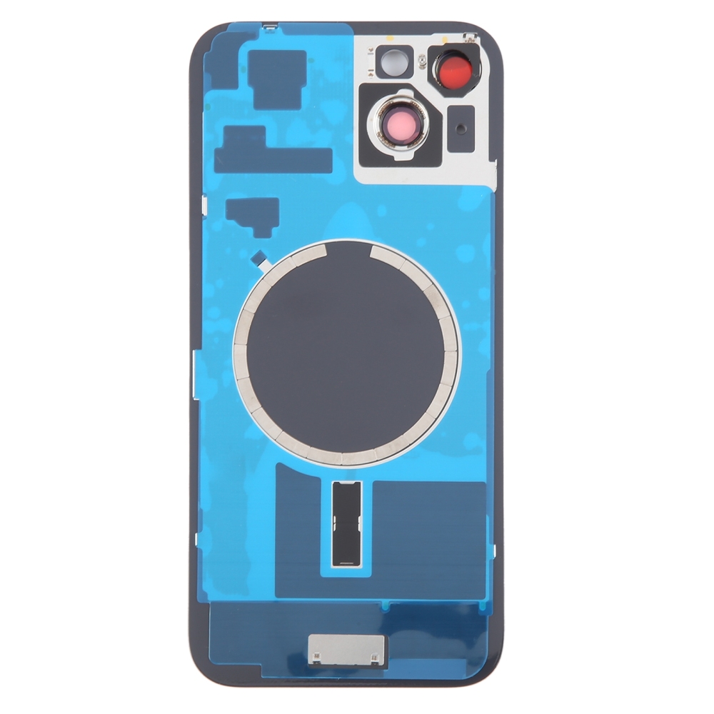 Battery Door + Back Camera Lens and Bezel with Magnetism Ring+Metal Plate for iPhone 15 Plus Black without Logo OEM