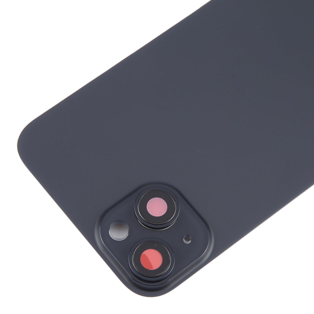 Battery Door + Back Camera Lens and Bezel with Magnetism Ring+Metal Plate for iPhone 15 Plus Black without Logo OEM