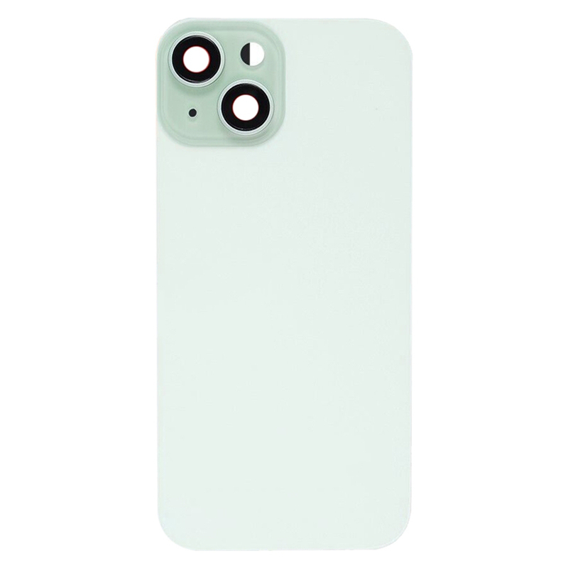Battery Door + Back Camera Lens and Bezel with Magnetism Ring+Metal Plate+Wireless Charger Chip+Flash Light for iPhone 15 Plus High Copy