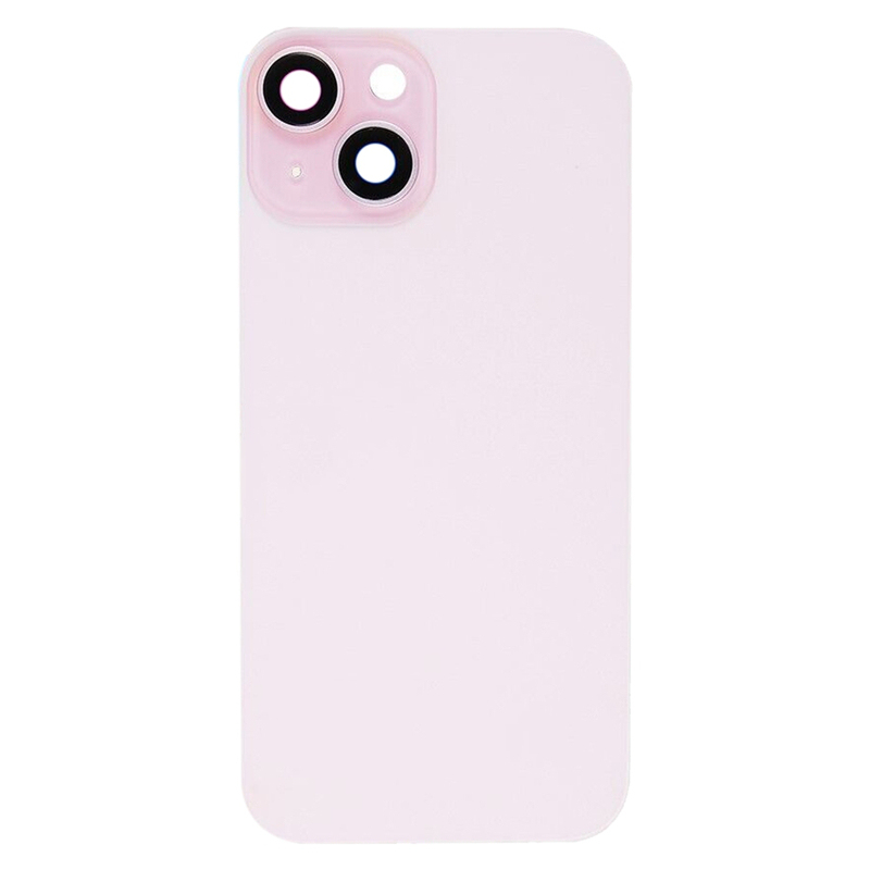 Battery Door + Back Camera Lens and Bezel with Magnetism Ring+Metal Plate+Wireless Charger Chip+Flash Light for iPhone 15 Plus High Copy