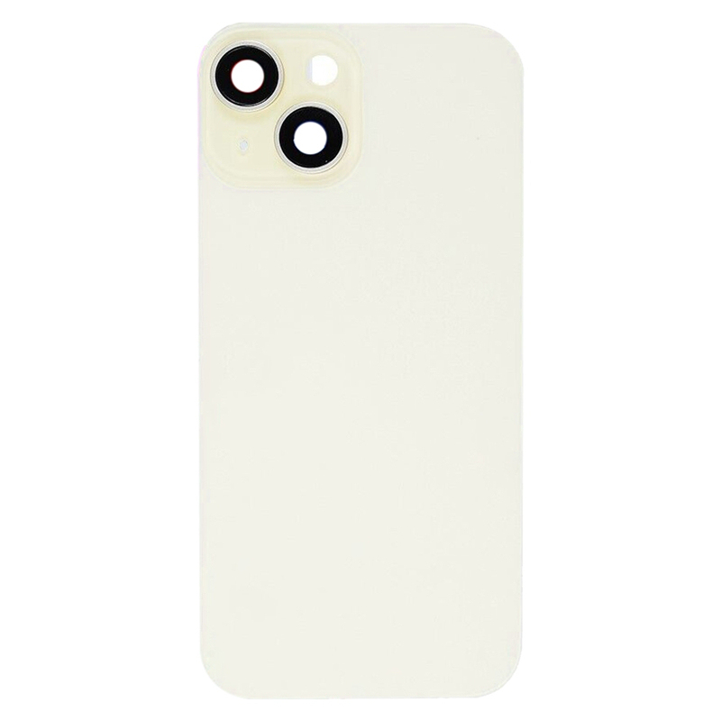 Battery Door + Back Camera Lens and Bezel with Magnetism Ring+Metal Plate+Wireless Charger Chip+Flash Light for iPhone 15 Plus High Copy