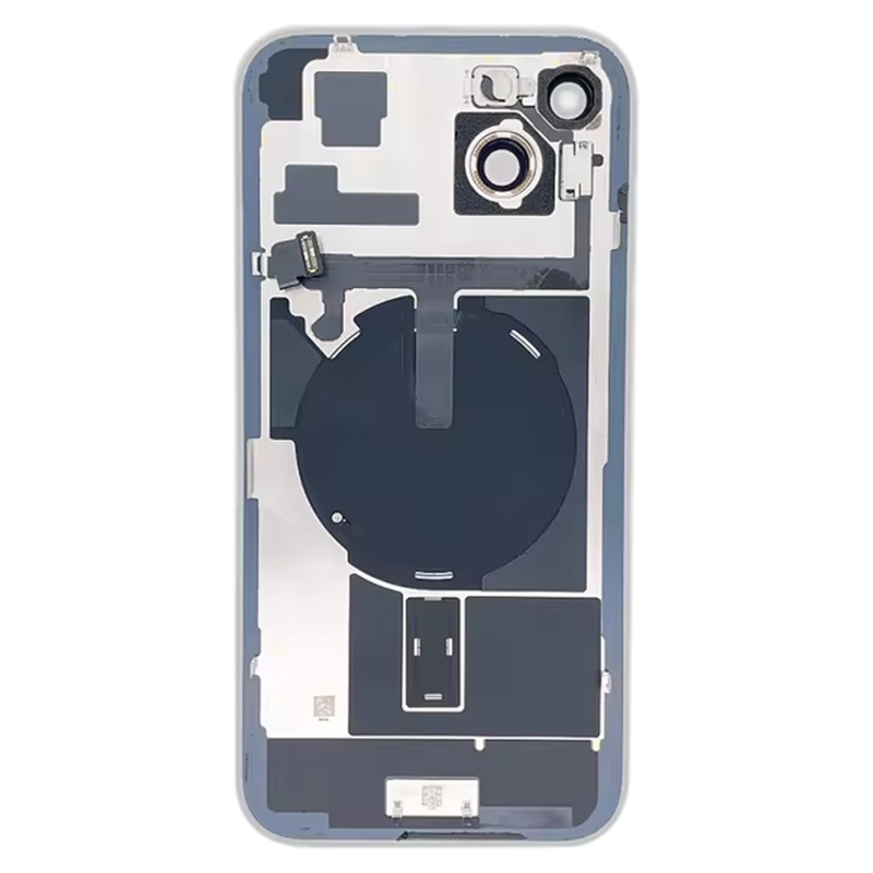 Battery Door + Back Camera Lens and Bezel with Magnetism Ring+Metal Plate+Wireless Charger Chip+Flash Light for iPhone 15 Plus High Copy