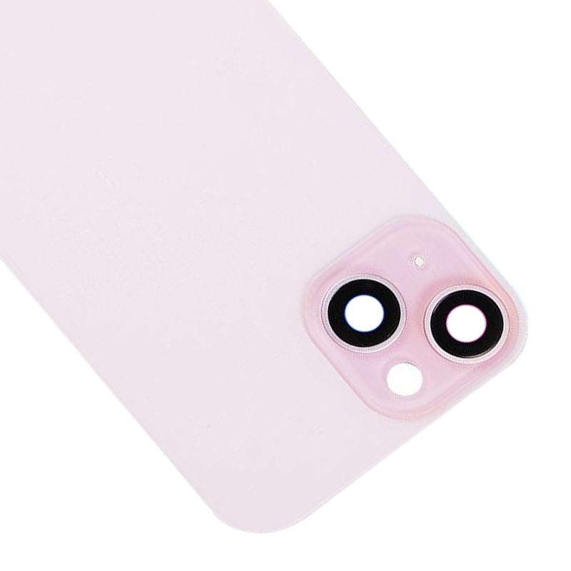 Battery Door + Back Camera Lens and Bezel with Magnetism Ring+Metal Plate+Wireless Charger Chip+Flash Light for iPhone 15 Plus High Copy
