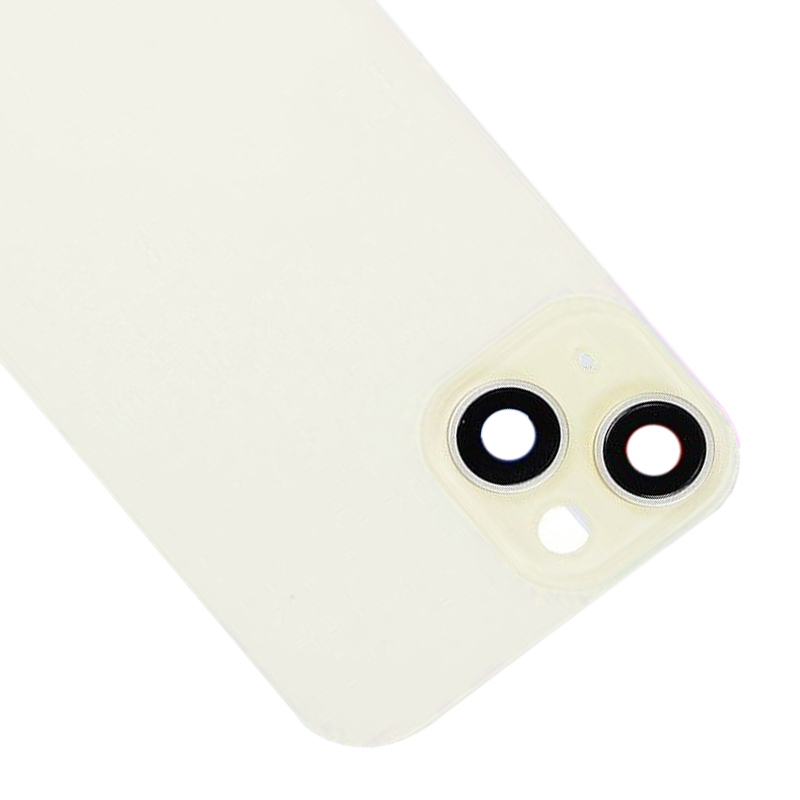 Battery Door + Back Camera Lens and Bezel with Magnetism Ring+Metal Plate+Wireless Charger Chip+Flash Light for iPhone 15 Plus High Copy