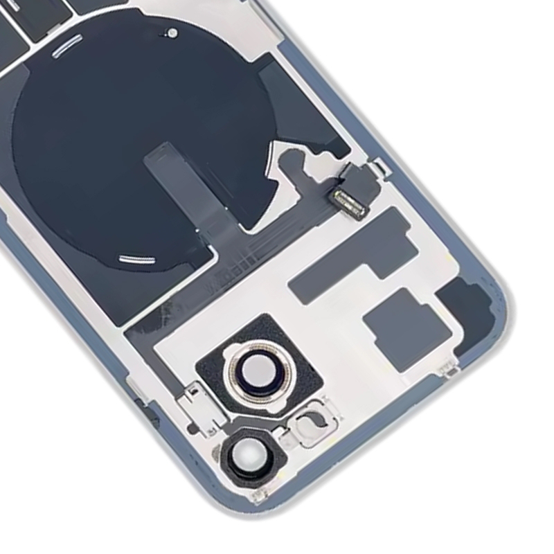 Battery Door + Back Camera Lens and Bezel with Magnetism Ring+Metal Plate+Wireless Charger Chip+Flash Light for iPhone 15 Plus High Copy