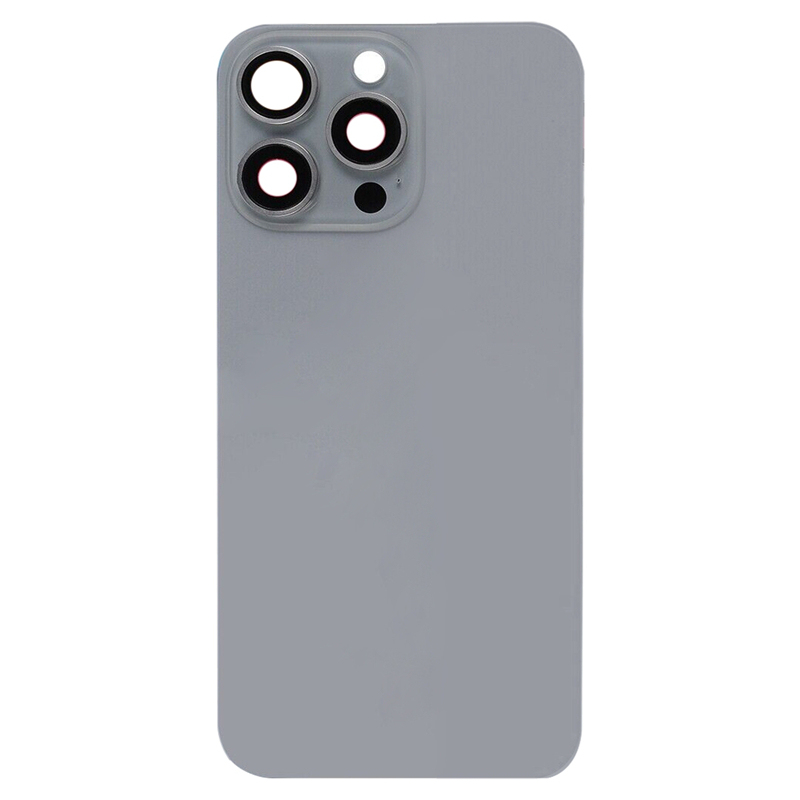 Battery Door + Back Camera Lens and Bezel with Magnetism Ring+Metal Plate+Wireless Charger Chip+Flash Light for iPhone 15 Pro Max  Black HQ