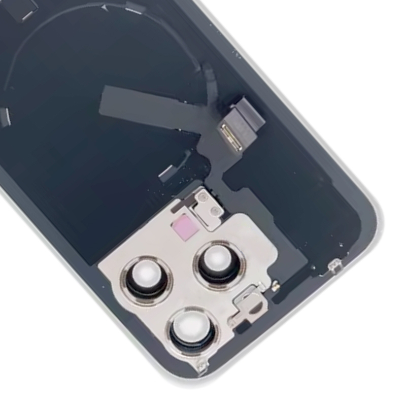 Battery Door + Back Camera Lens and Bezel with Magnetism Ring+Metal Plate+Wireless Charger Chip+Flash Light for iPhone 15 Pro Max  Black HQ