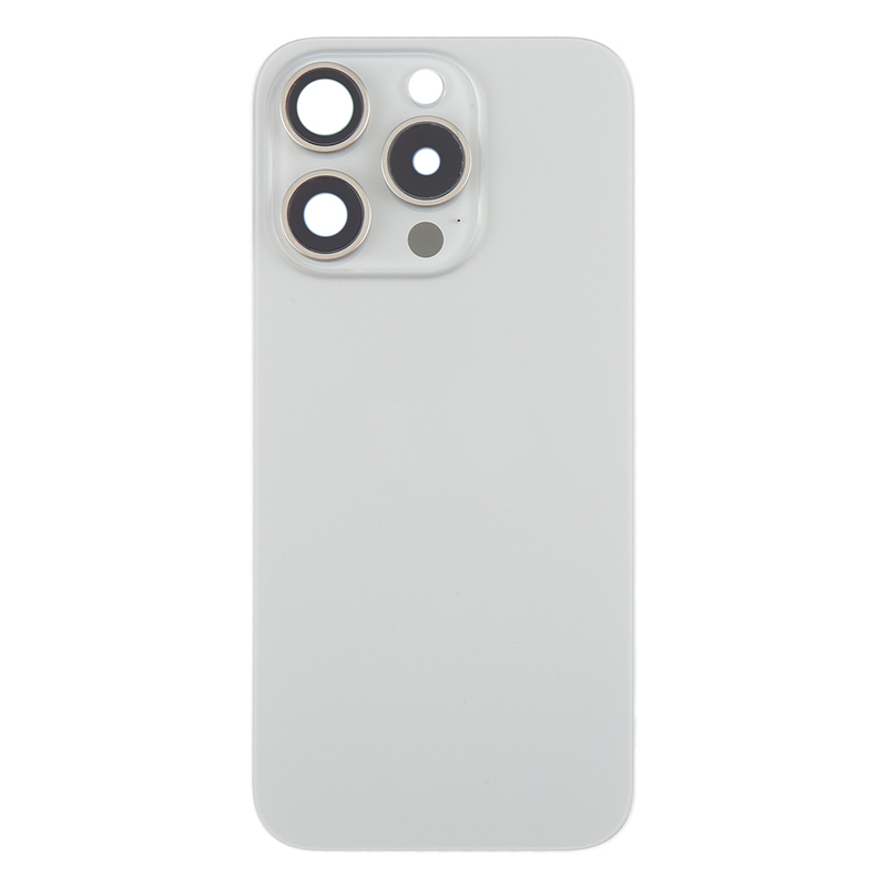 Battery Door + Back Camera Lens and Bezel with Magnetism Ring+Metal Plate for iPhone 15 Pro Natural Titanium without Logo OEM