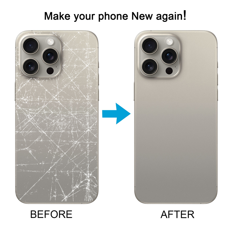Battery Door + Back Camera Lens and Bezel with Magnetism Ring+Metal Plate for iPhone 15 Pro Natural Titanium without Logo OEM
