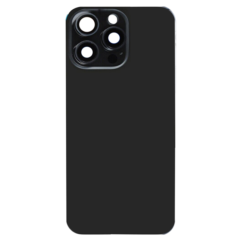 Battery Door + Back Camera Lens and Bezel with Magnetism Ring+Metal Plate+Wireless Charger Chip+Flash Light for iPhone 15 Pro Black Titanium HQ