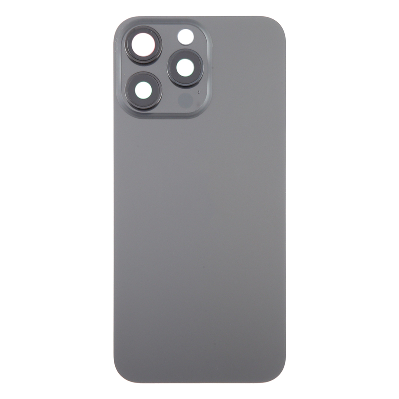 Battery Door + Back Camera Lens and Bezel with Magnetism Ring+Metal Plate for iPhone 15 Pro Black Titanium HQ