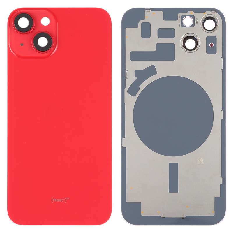 Battery Door + Back Camera Lens and Bezel with Magnetism Ring+Metal Plate for iPhone 14 Plus Black HQ