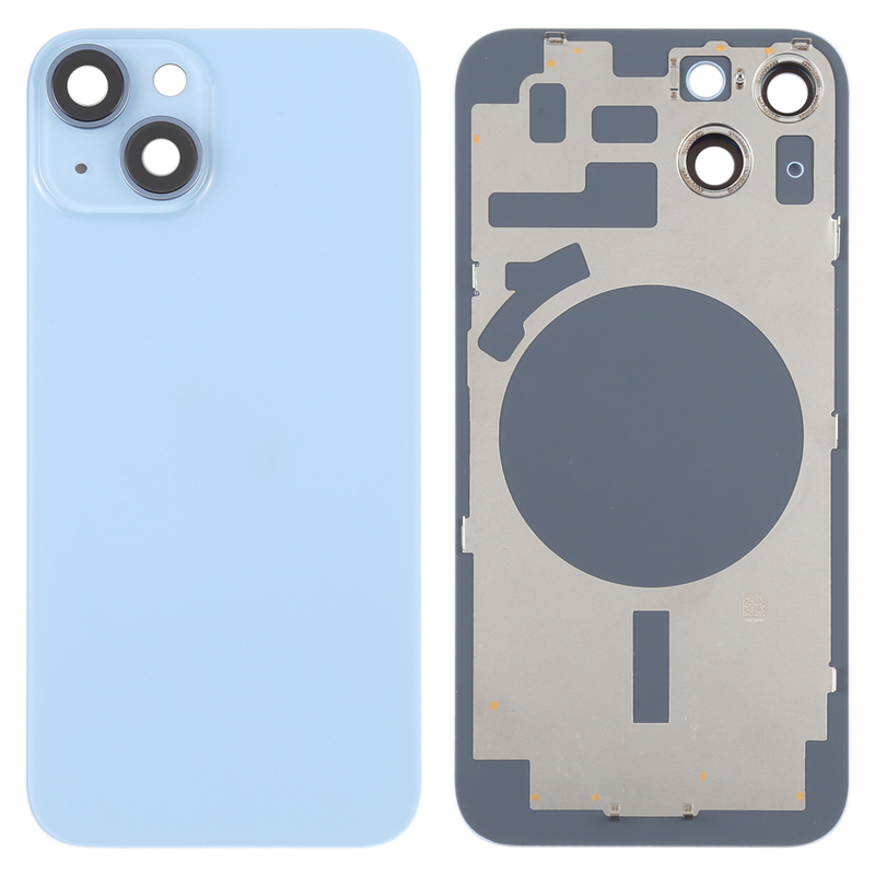 Battery Door + Back Camera Lens and Bezel with Magnetism Ring+Metal Plate for iPhone 14 HQ