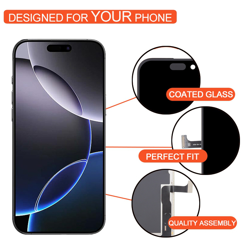 Screen Replacement without Touch IC for iPhone 13 6.1" IC Removable Version DD Soft OLED Black HQ