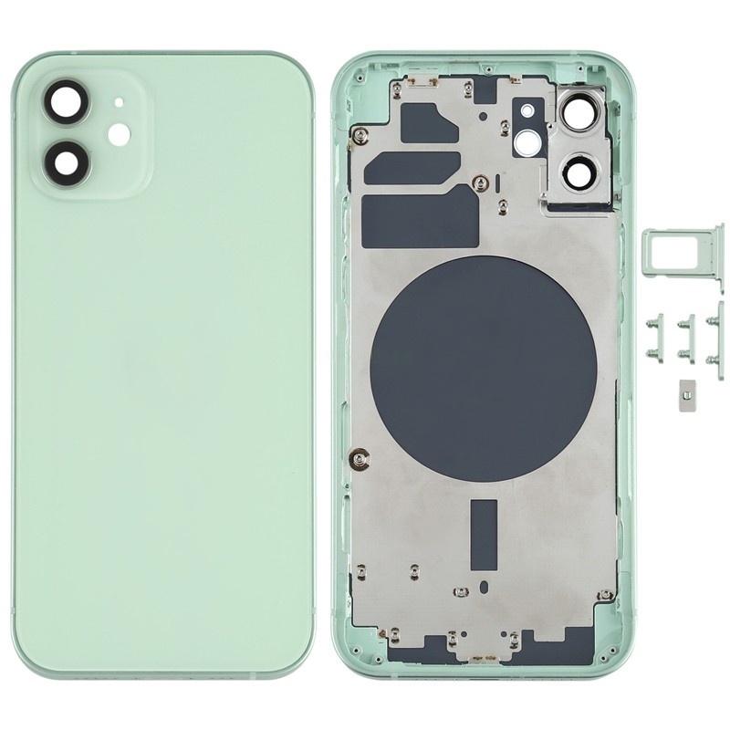 Middle Frame + Battery Door + Back Camera Lens and Bezel + Side Buttons + SIM Card Tray with Magnetism Ring+Speaker Anti-Dust Mesh+Mic Anti-Dust Mesh+Eject Pin for iPhone 12