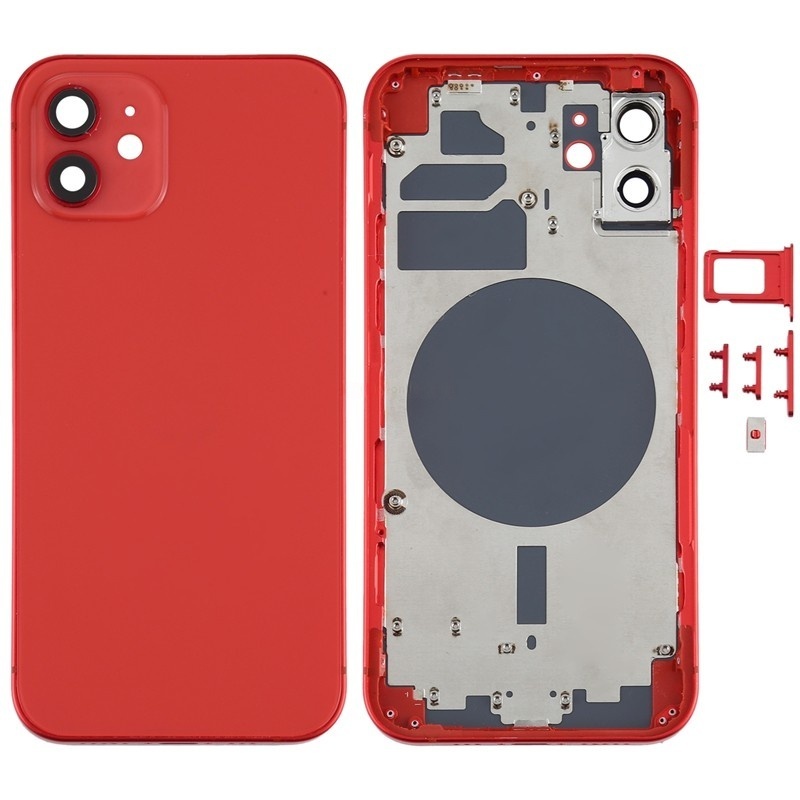 Middle Frame + Battery Door + Back Camera Lens and Bezel + Side Buttons + SIM Card Tray with Magnetism Ring+Speaker Anti-Dust Mesh+Mic Anti-Dust Mesh+Eject Pin for iPhone 12