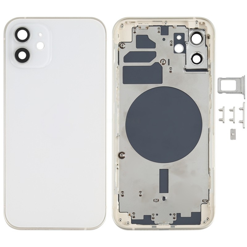 Middle Frame + Battery Door + Back Camera Lens and Bezel + Side Buttons + SIM Card Tray with Magnetism Ring+Speaker Anti-Dust Mesh+Mic Anti-Dust Mesh+Eject Pin for iPhone 12