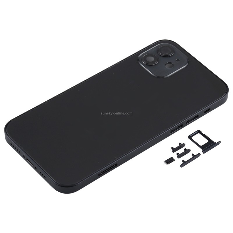 Middle Frame + Battery Door + Back Camera Lens and Bezel + Side Buttons + SIM Card Tray with Magnetism Ring+Speaker Anti-Dust Mesh+Mic Anti-Dust Mesh+Eject Pin for iPhone 12