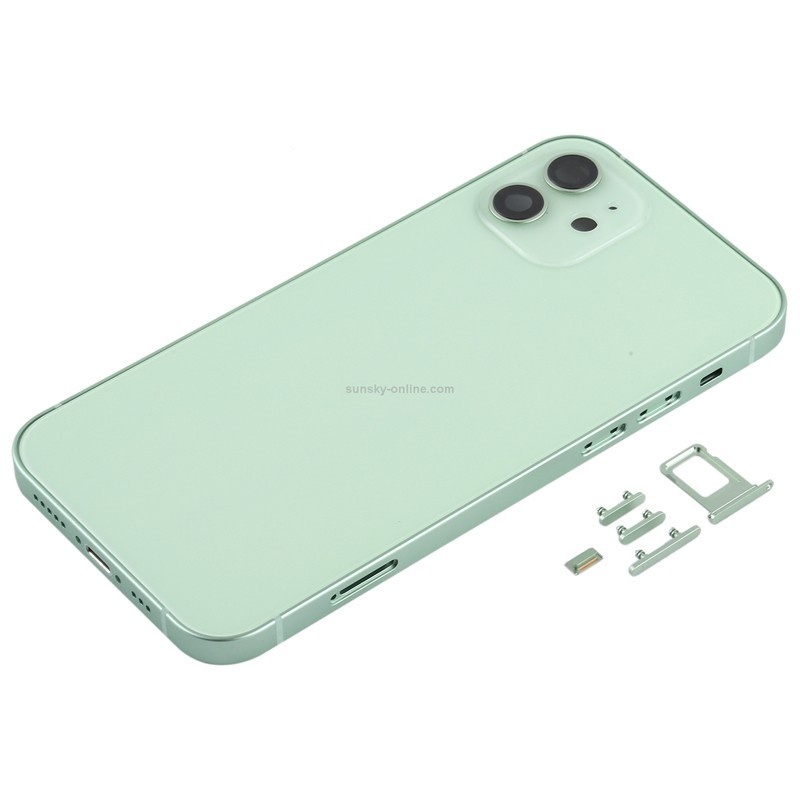 Middle Frame + Battery Door + Back Camera Lens and Bezel + Side Buttons + SIM Card Tray with Magnetism Ring+Speaker Anti-Dust Mesh+Mic Anti-Dust Mesh+Eject Pin for iPhone 12