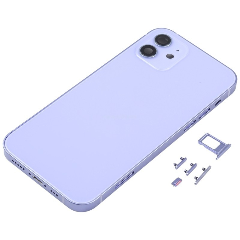 Middle Frame + Battery Door + Back Camera Lens and Bezel + Side Buttons + SIM Card Tray with Magnetism Ring+Speaker Anti-Dust Mesh+Mic Anti-Dust Mesh+Eject Pin for iPhone 12