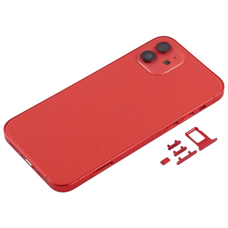 Middle Frame + Battery Door + Back Camera Lens and Bezel + Side Buttons + SIM Card Tray with Magnetism Ring+Speaker Anti-Dust Mesh+Mic Anti-Dust Mesh+Eject Pin for iPhone 12