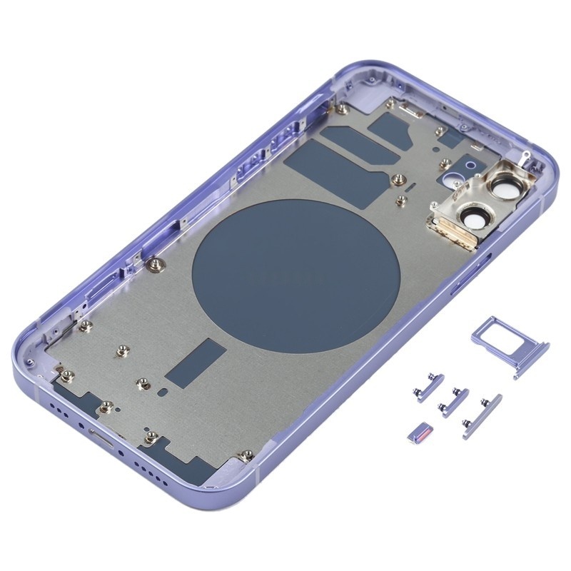 Middle Frame + Battery Door + Back Camera Lens and Bezel + Side Buttons + SIM Card Tray with Magnetism Ring+Speaker Anti-Dust Mesh+Mic Anti-Dust Mesh+Eject Pin for iPhone 12