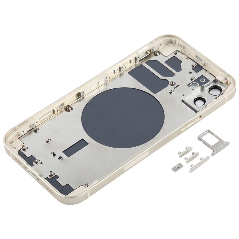 Middle Frame + Battery Door + Back Camera Lens and Bezel + Side Buttons + SIM Card Tray with Magnetism Ring+Speaker Anti-Dust Mesh+Mic Anti-Dust Mesh+Eject Pin for iPhone 12