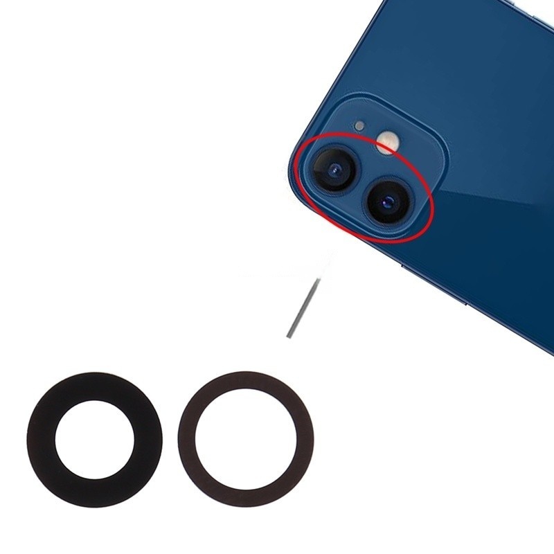 Back Camera Lens for iPhone 12/12 Mini Black HQ 2pcs in one set