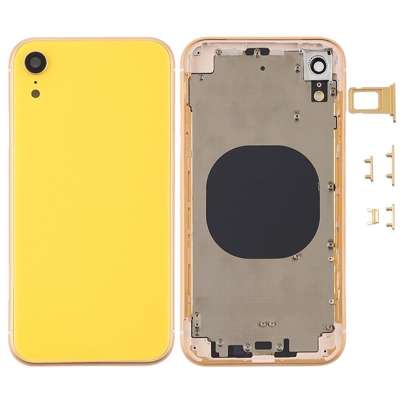 Back Cover with Camera Lens & SIM Card Tray & Side Keys for iPhone XR HQ (Yellow）