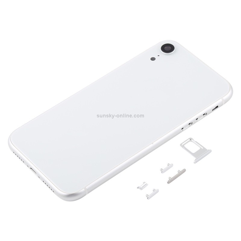 Back Cover with Camera Lens & SIM Card Tray & Side Keys for iPhone XR HQ (White）