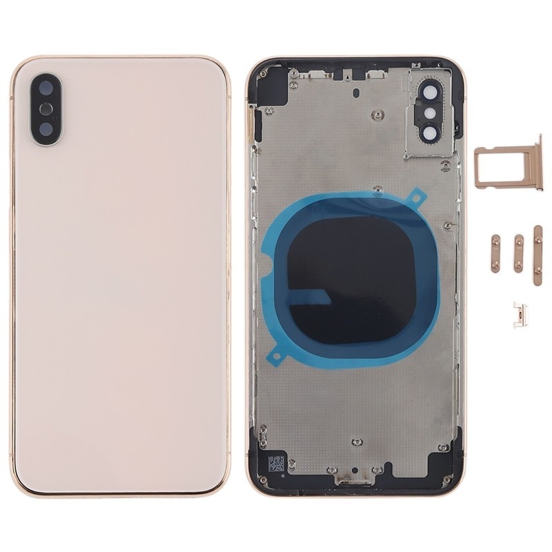 Back Cover with SIM Card Tray & Side keys for iPhone X HQ (Gold)