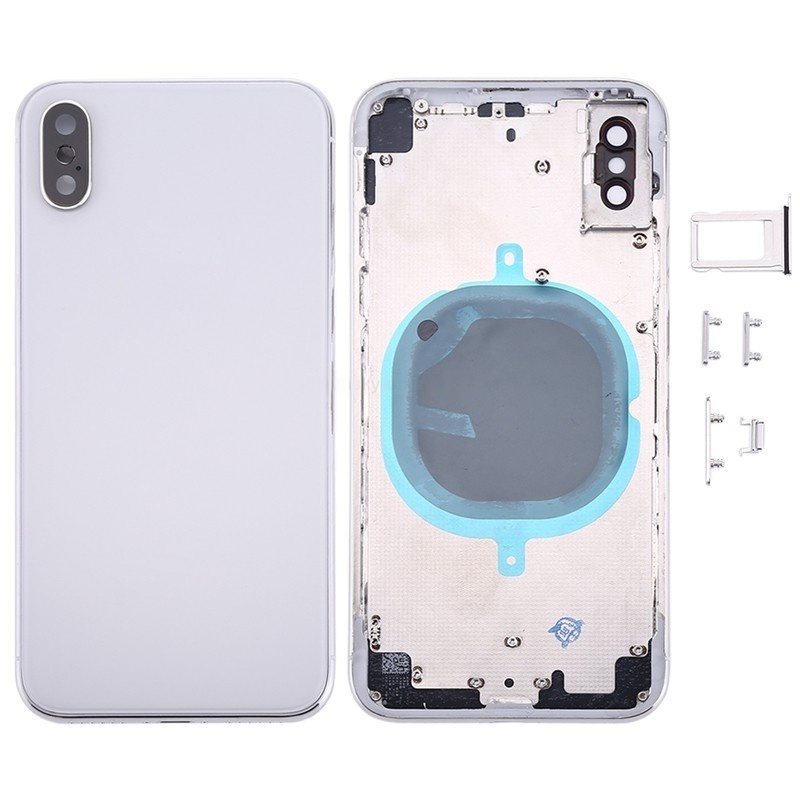 Back Cover with SIM Card Tray & Side keys for iPhone X HQ (Silver)
